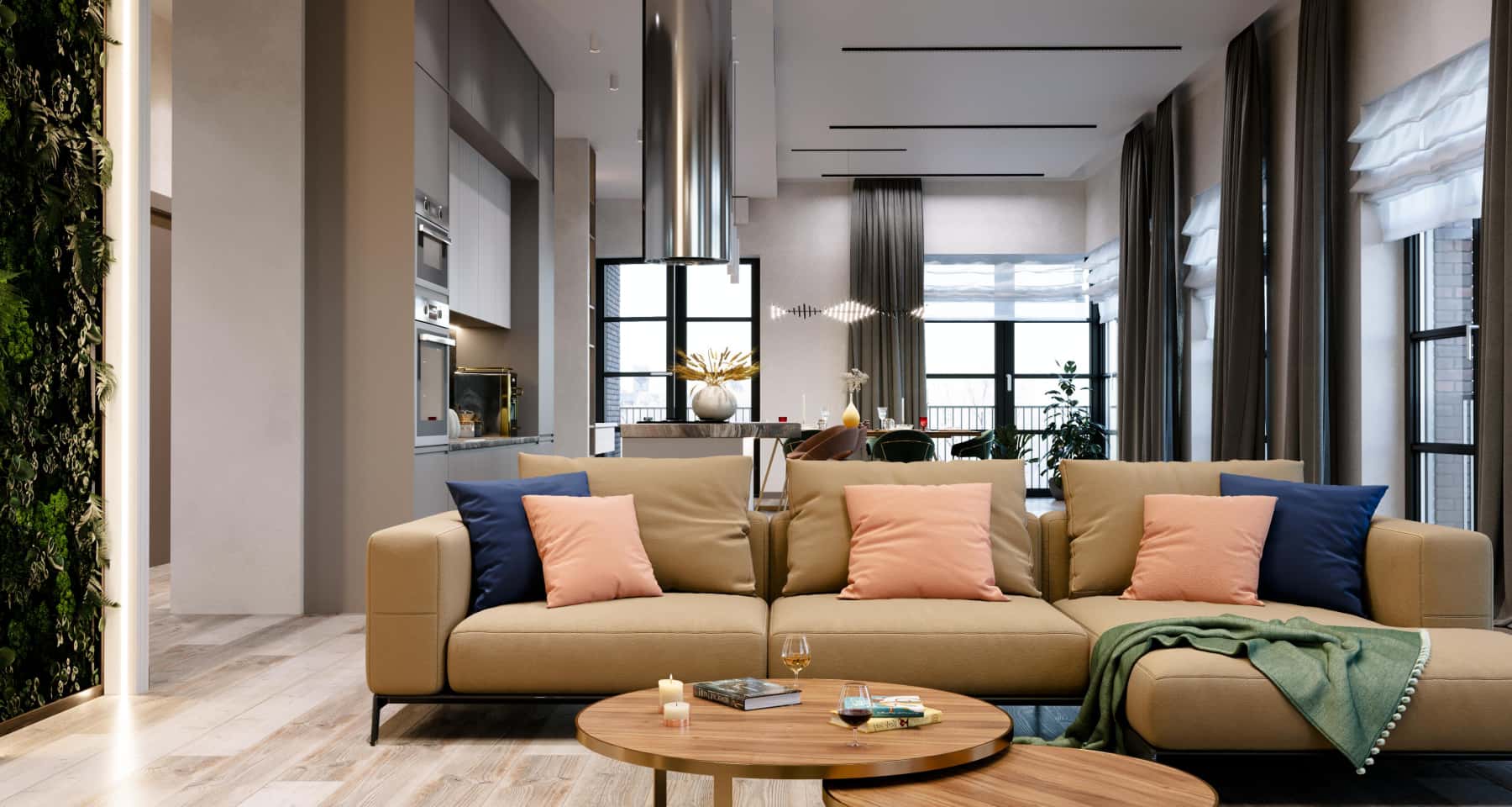 Funkcjonalne Wnętrze Aranżacja nowoczesnego mieszkania z naciskiem na funkcjonalne przechowywanie i minimalistyczny design.