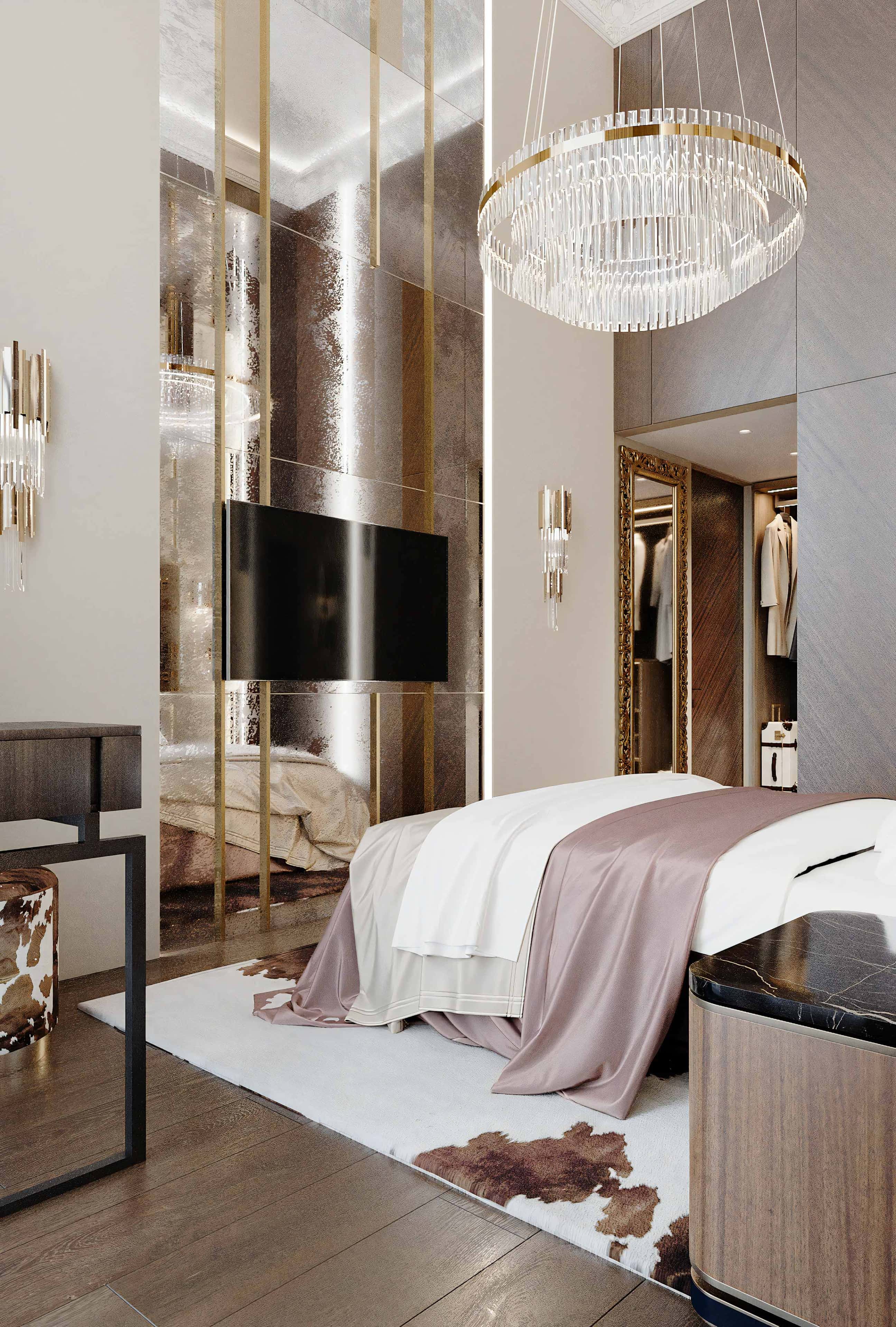 Jasna sypialnia z miękkim wezgłowiem i delikatnymi panelami ściennymi – aranżacja 2026.