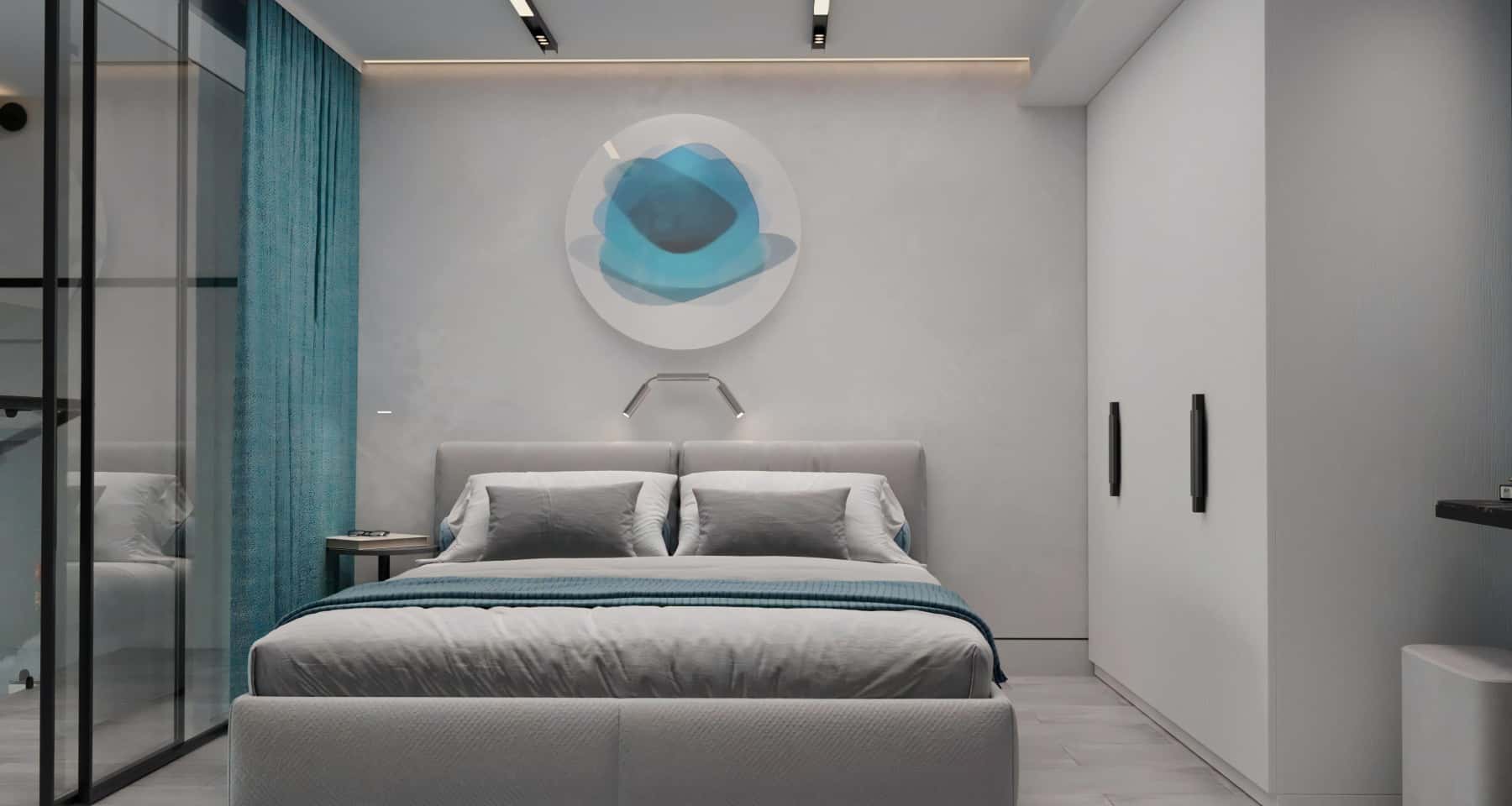 Sypialnia w stylu loft 2026 z cegłą na ścianie i metalowymi elementami.