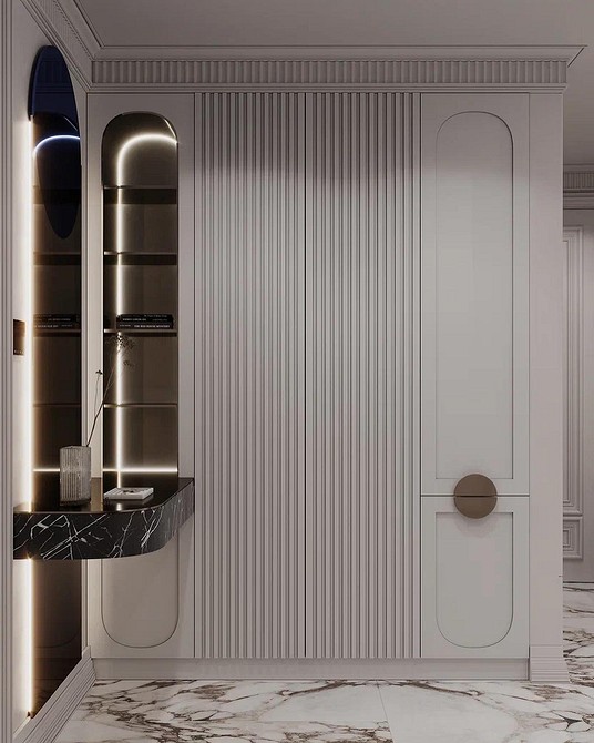 Czarne panele gipsowe 3D w nowoczesnym salonie, elegancki akcent i wyrafinowany design.