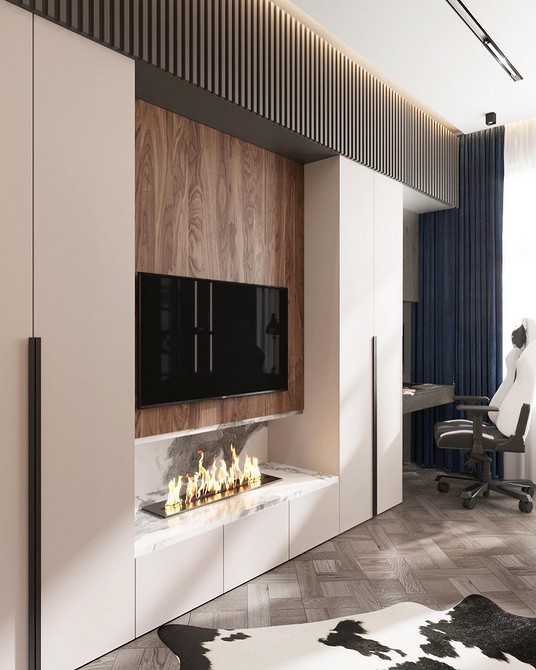 Szare panele gipsowe 3D w salonie: nowoczesny design i elegancka faktura ściany.