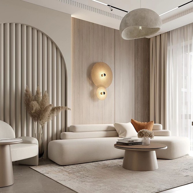 Panele gipsowe 3D w małym mieszkaniu - optyczne powiększenie przestrzeni i ciekawy design.