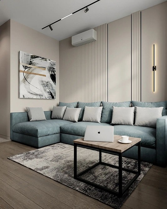 Ciemne panele gipsowe 3D w nowoczesnym biurze, minimalistyczny design, elegancja.