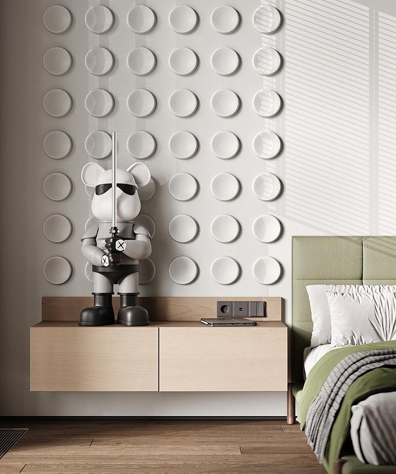 Panele gipsowe 3D w jadalni: unikalny wygląd i podkreślenie charakteru przestrzeni rodzinnej.