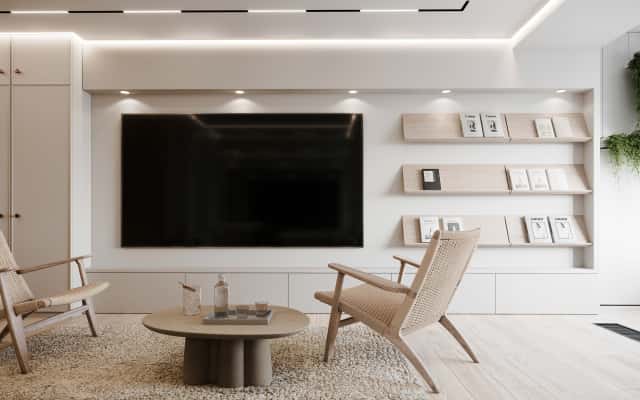 Remont mieszkania w stylu minimalizmu: jasne kolory optycznie powiększają małe mieszkanie.