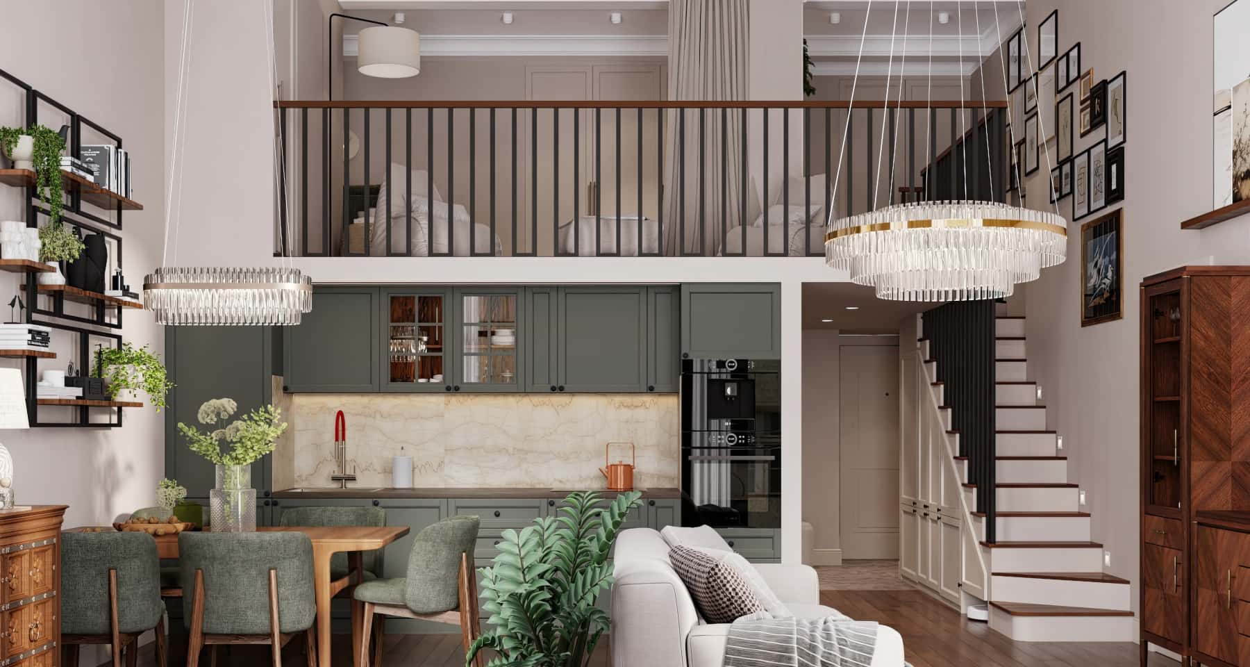 Nowoczesna aranżacja salonu w 2026: luksusowe wykończenia i przestrzeń.