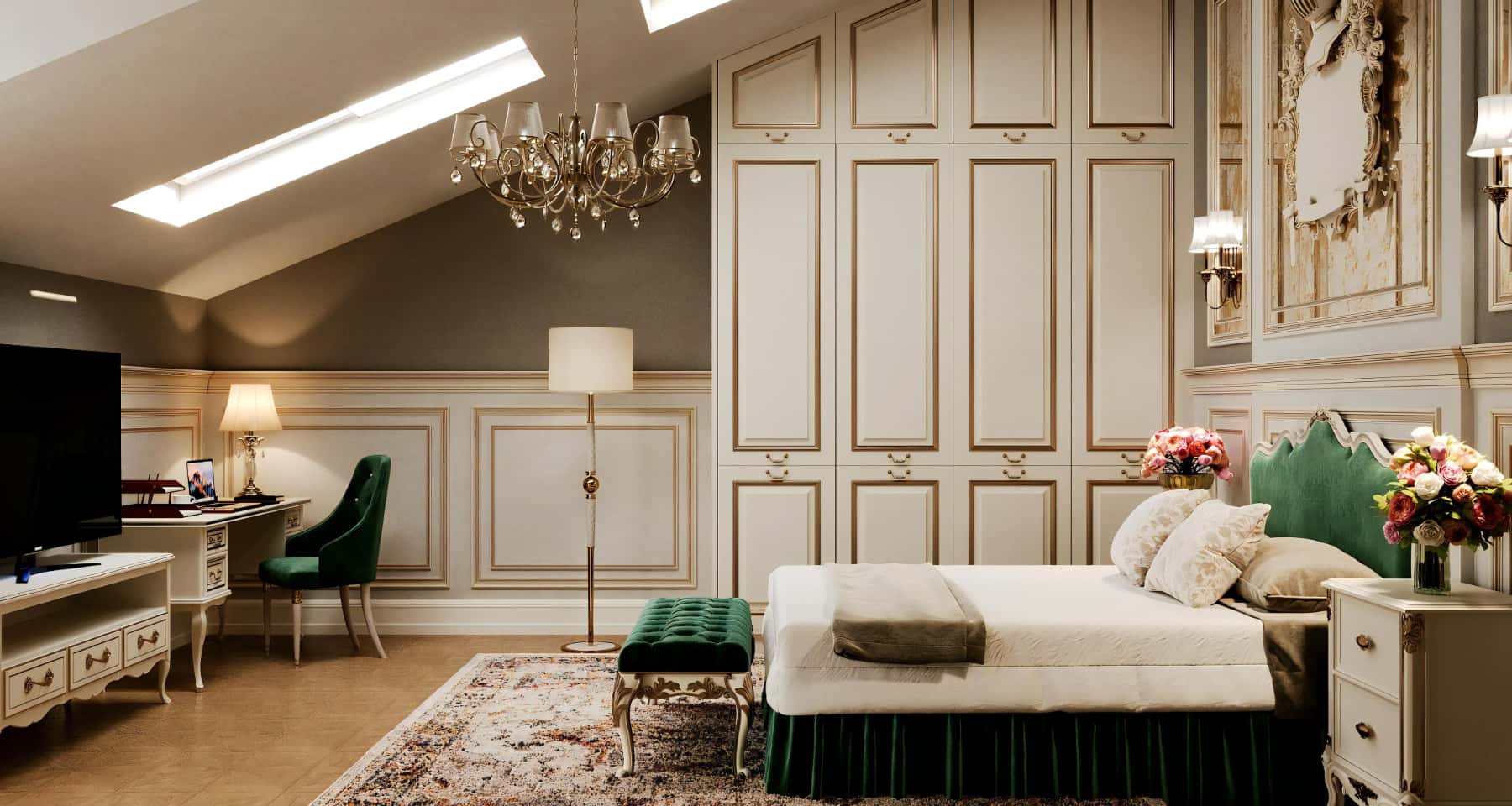 Elegancja nowoczesnej kuchni Nowoczesna kuchnia z wyspą i marmurowym blatem, tworząca eleganckie centrum przestrzeni.