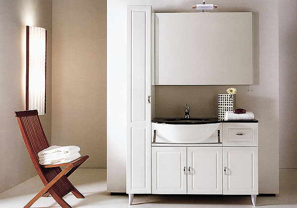 Wenge i kamień w łazience Eleganckie meble łazienkowe w kolorze wenge z kamieniem naturalnym.