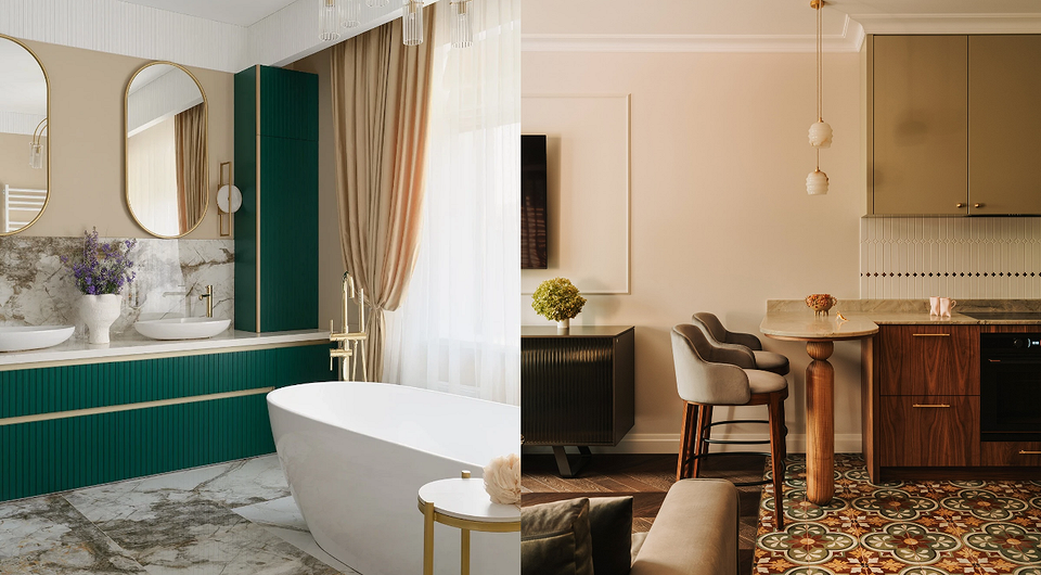 Salon z płytkami 2026 Modne płytki podłogowe 2026: aranżacja z nowoczesnymi płytkami w salonie, jasne kolory