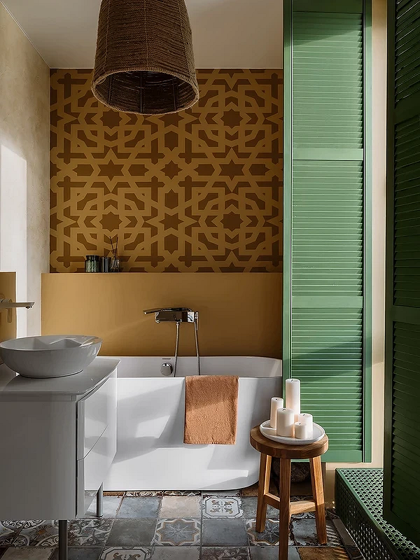 Łazienka z charakterem Aranżacja łazienki z wykorzystaniem modnych płytek podłogowych w 2026 roku.