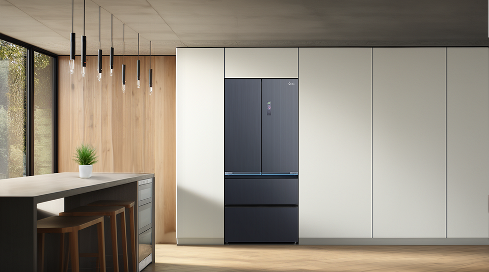 V-Tech: miękkie zamrażanie Lodówka Midea do zabudowy z technologią V-Tech zapewniającą miękkie zamrażanie produktów spożywczych.