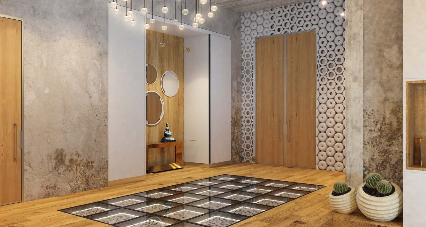 Mały loft: minimalizm Aranżacja małego mieszkania loftowego z wylewką na podłodze i minimalistycznym designem