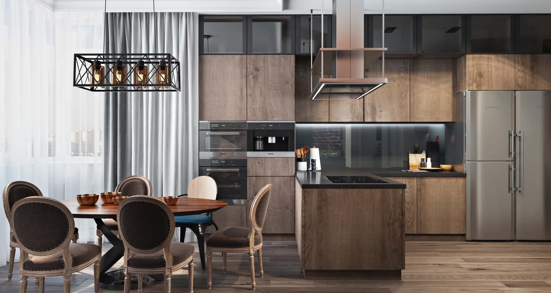 Stylowy loft z betonem Stylowe mieszkanie w stylu loft z szarą betonową podłogą i naturalnym światłem