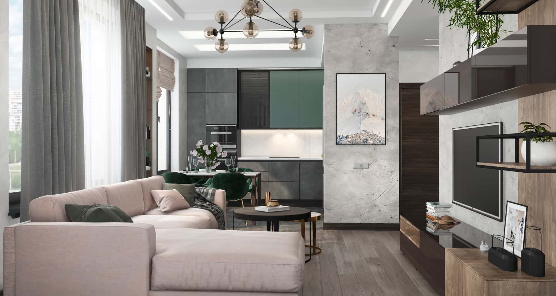 Loft z tarasem - beton Loft z tarasem i podłogą z betonu architektonicznego, idealną na lata i z ogrzewaniem