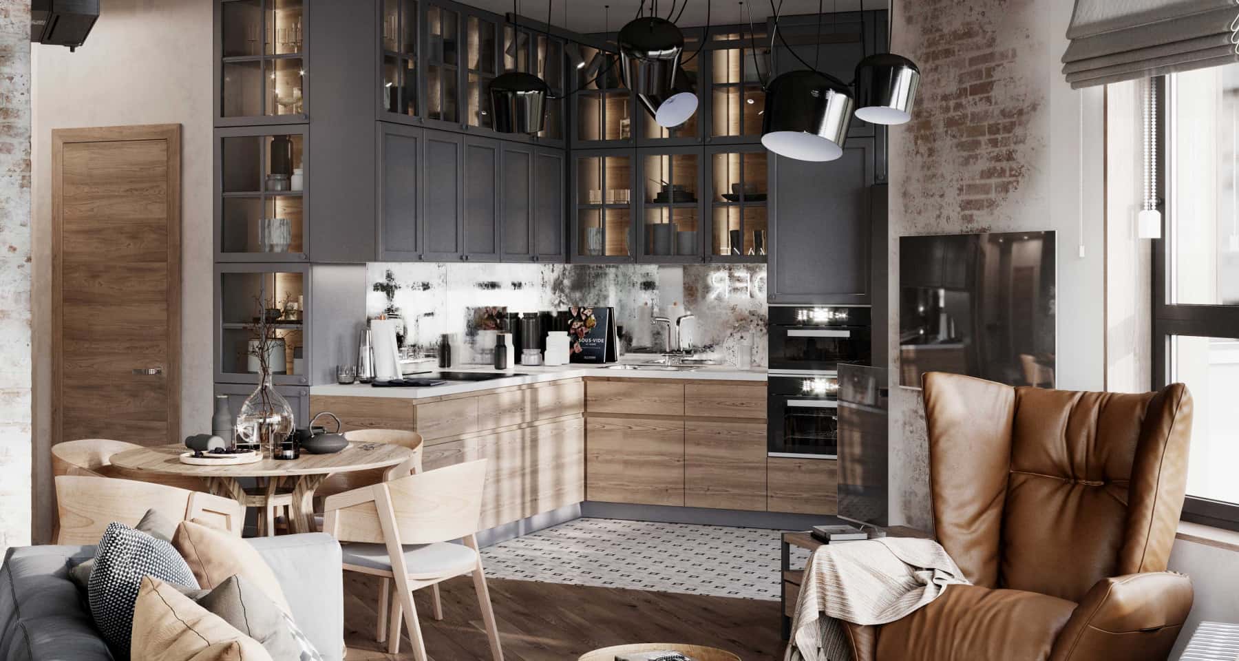 Beton na tarasie loftu Loft z tarasem i betonową podłogą odporną na warunki atmosferyczne