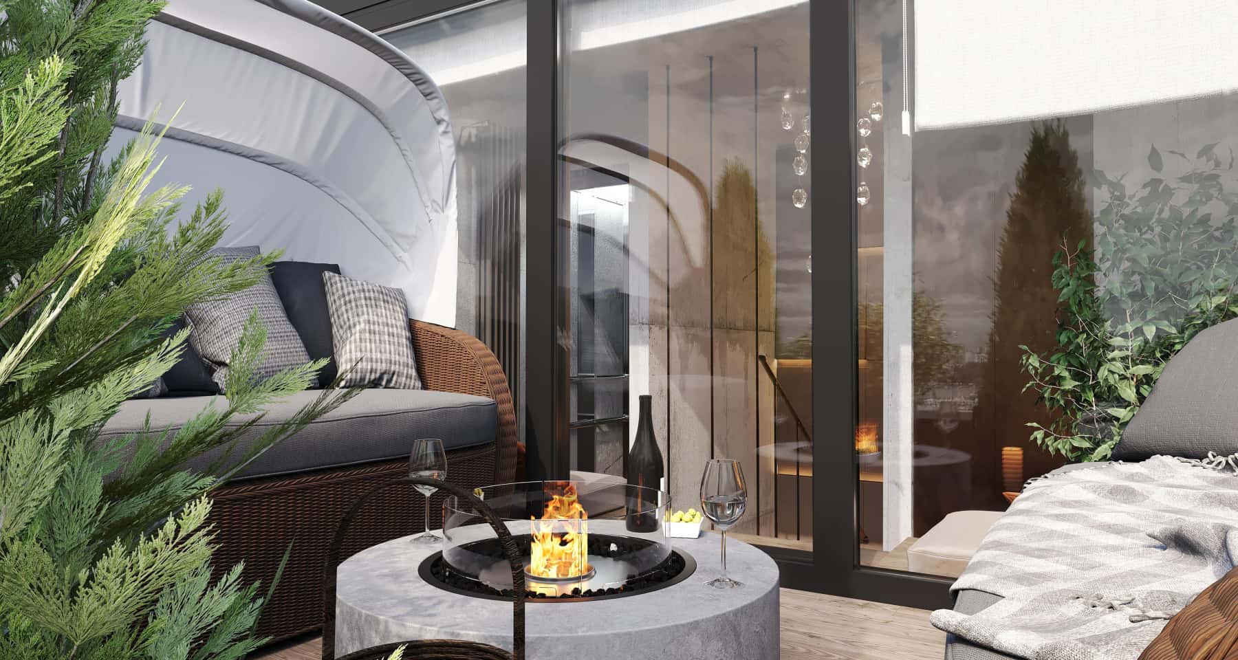 Loft: Beton i światło Mieszkanie w stylu loft z betonową podłogą i industrialnym oświetleniem