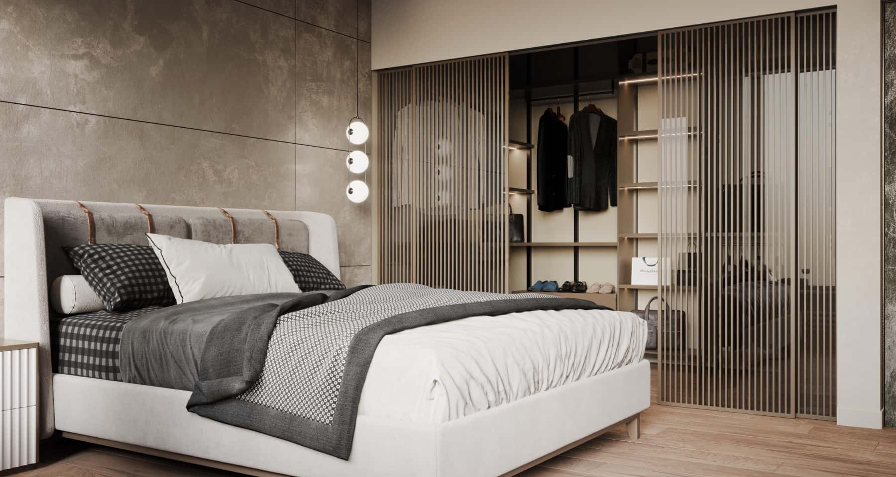Kuchnia loft w szarości Nowoczesna szara kuchnia w stylu loft, z metalowymi elementami i drewnianym blatem.