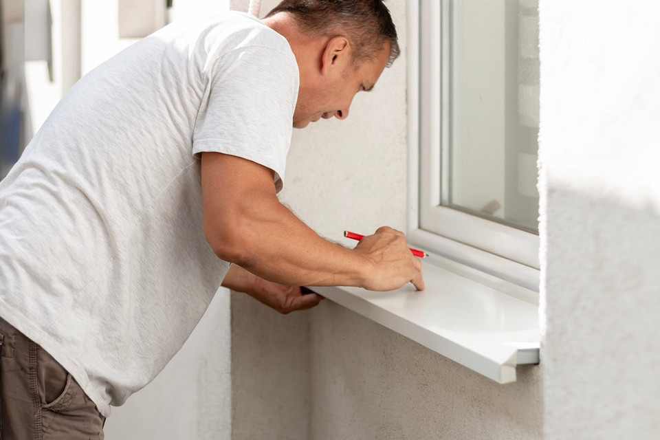 Montaż nowego parapetu PCV krok po kroku. Osadzanie parapetu w otworze okiennym.